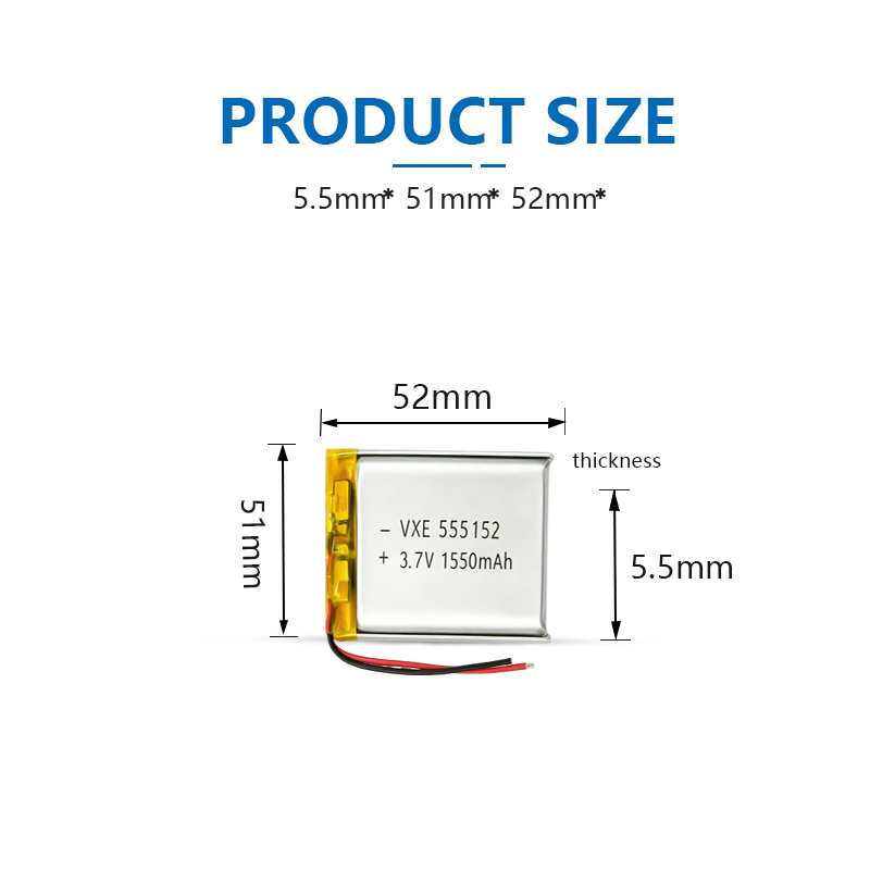 3.7 V Li-ion Battery 555152-1550mah